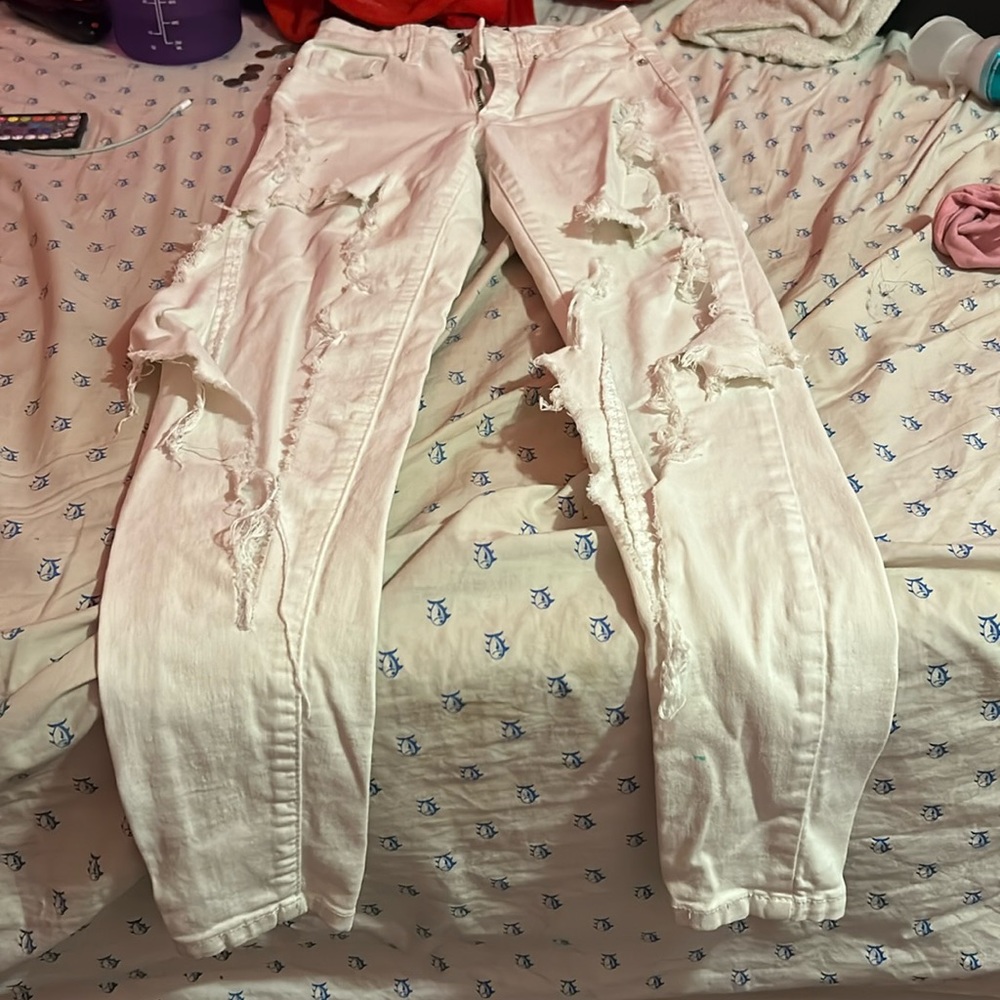 White ripped jeans